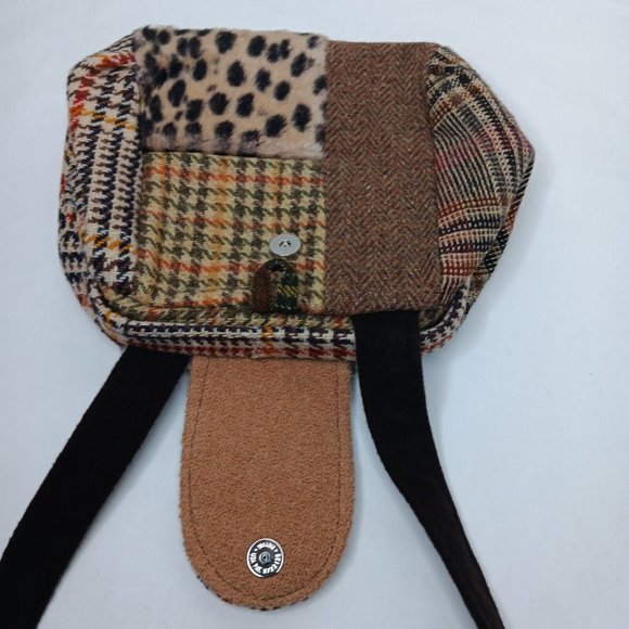 Range of Emotion Jeanea Michelle Purse Dont Forget Your Coat Brown Patches Wool - Picture 11 of 16